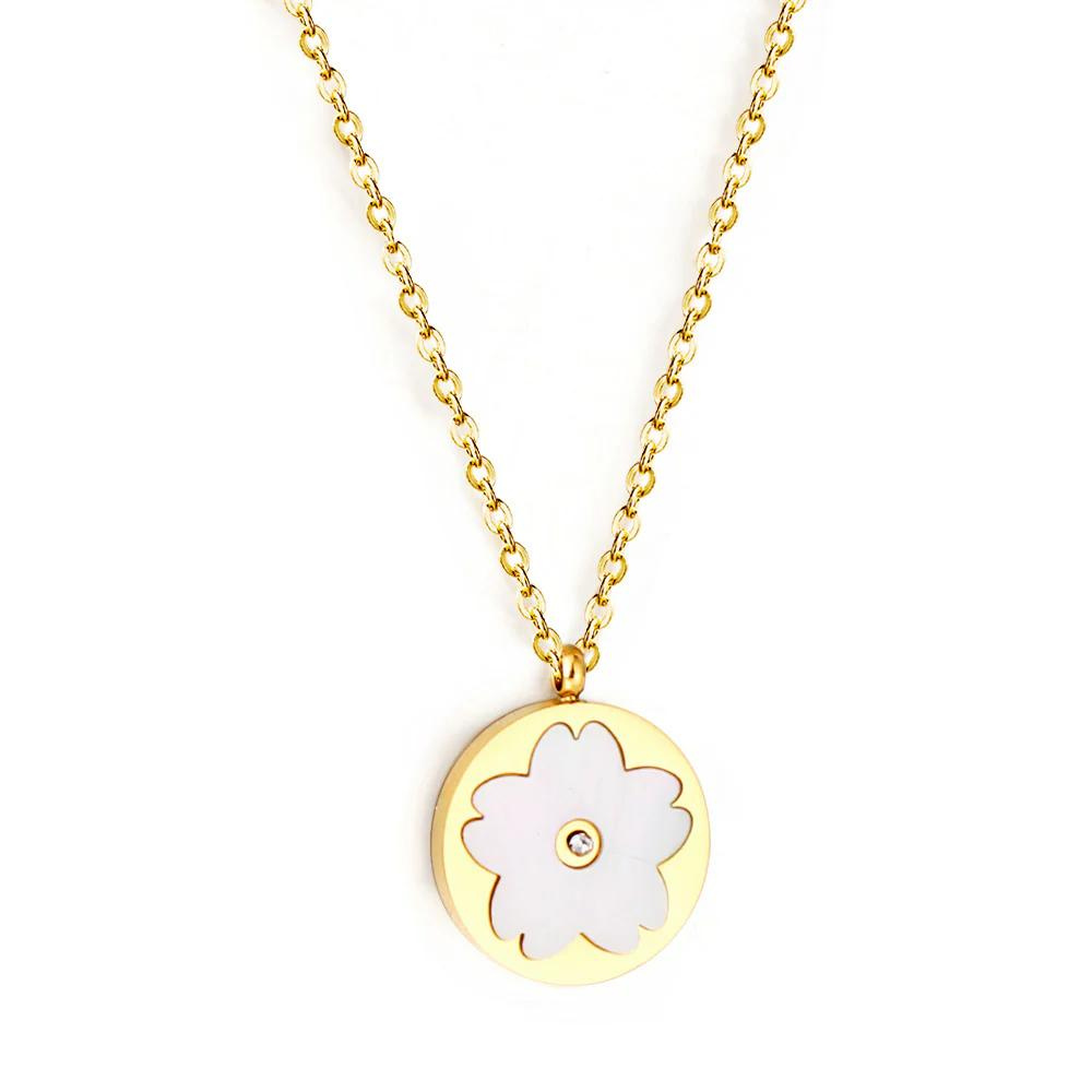 Sakura | Collier médaillon motif fleur de cerisier