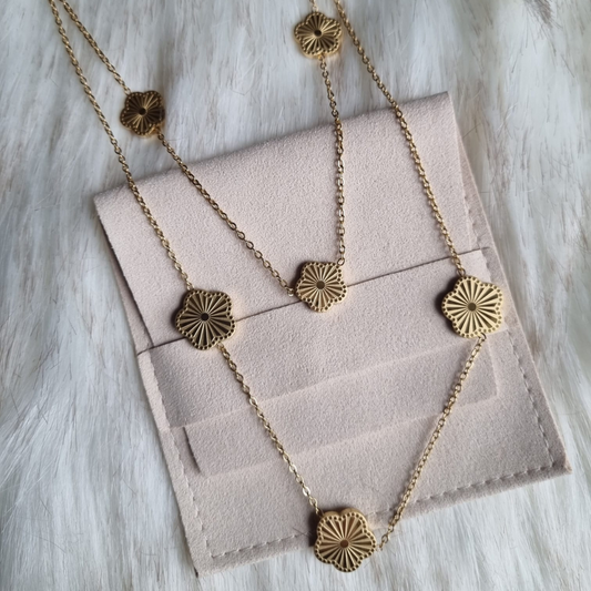 Daphné | Collier à double chaîne fleuri