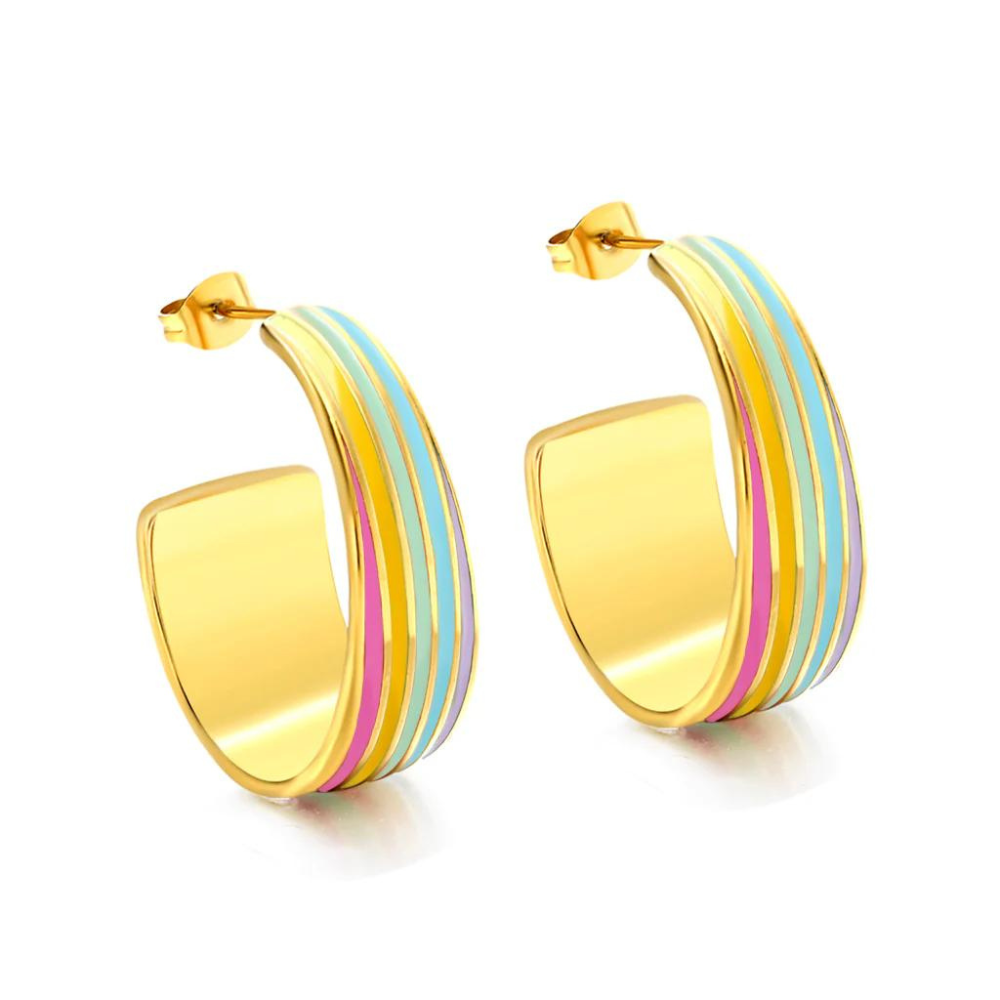 Fiona | Boucles d'oreilles ellipse colorée