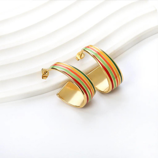 Fiona | Boucles d'oreilles ellipse colorée