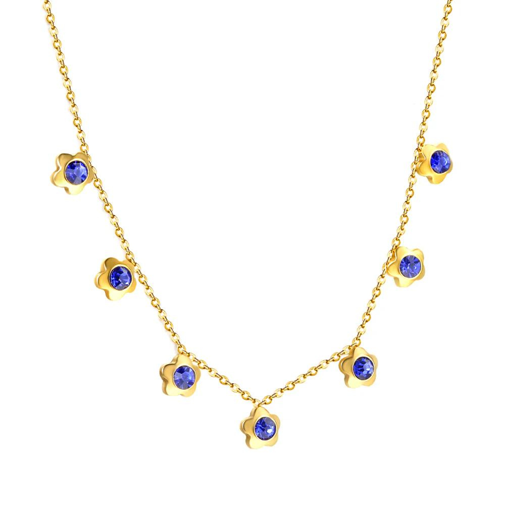 Flora | Collier à fleurs et pierres bleues