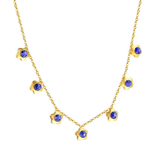 Flora | Collier à fleurs et pierres bleues